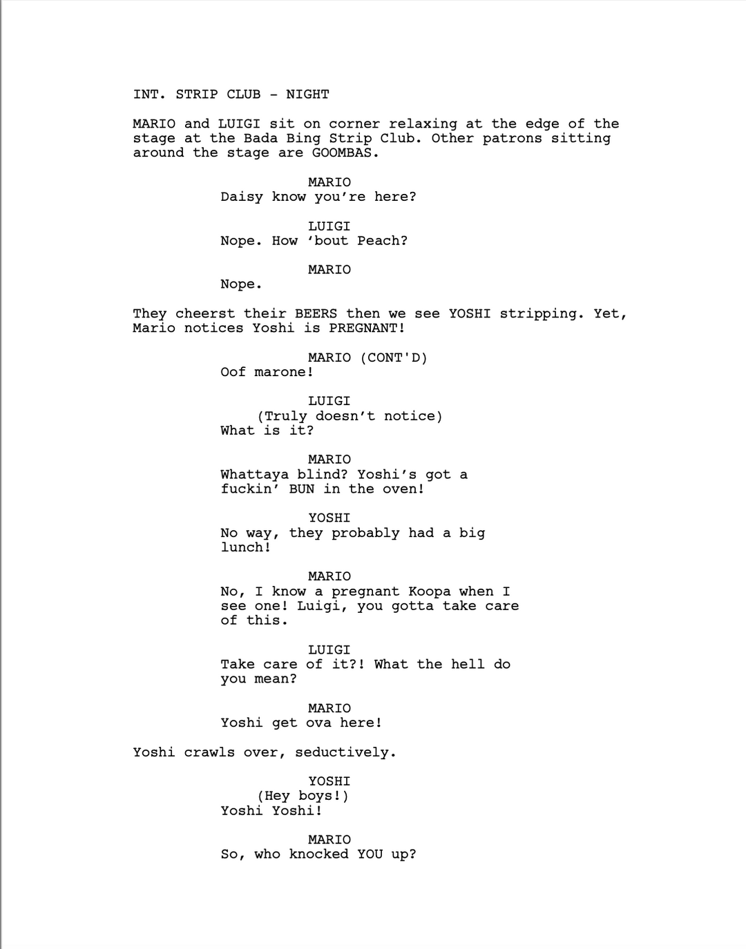 WEDNESDAY BTS - MARIO MAFIA EP 2 SCRIPT: YOSHI BABY MAMA