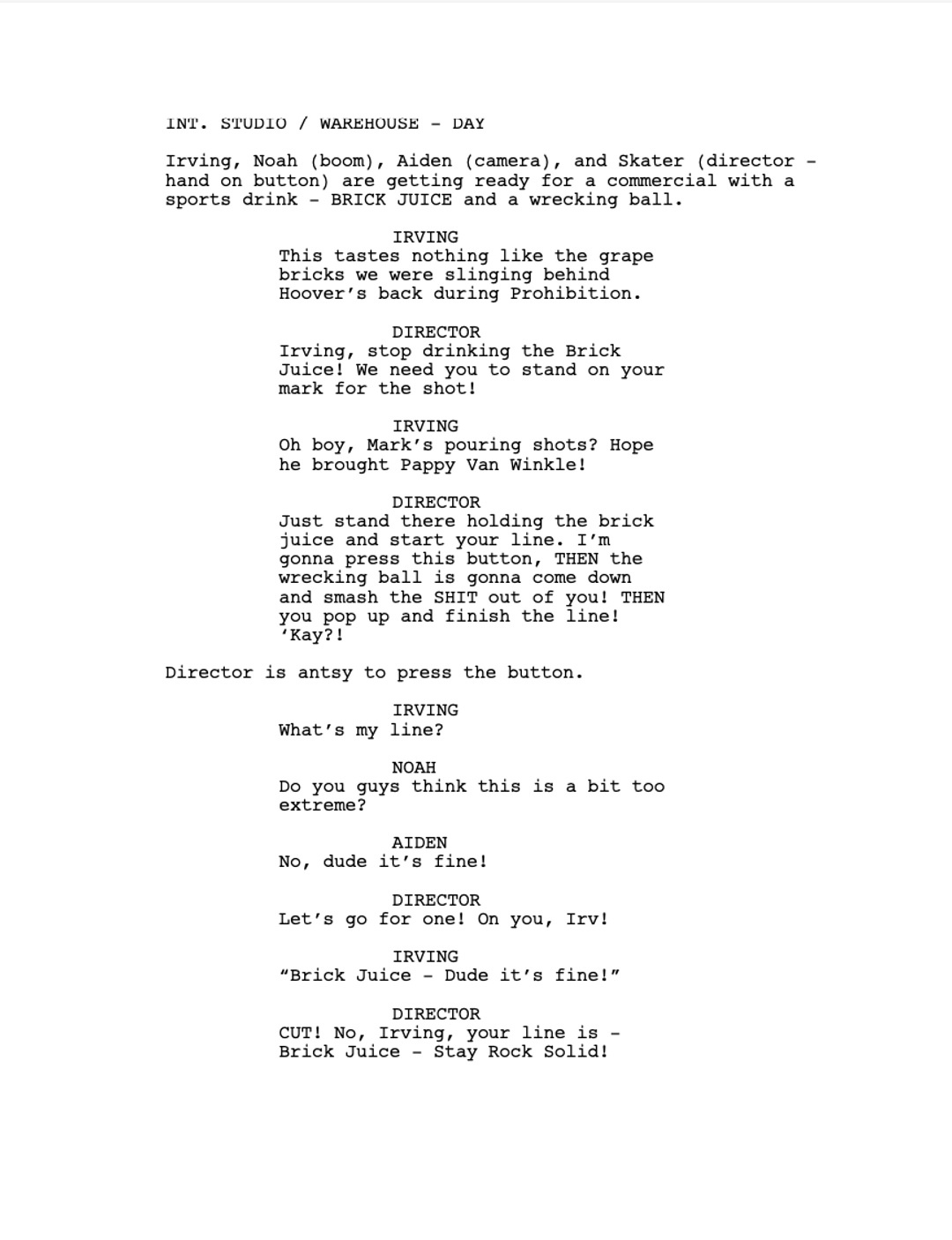 WEDNESDAY BTS -- INDESTRUCTIBLE IRVING #3 SCRIPT